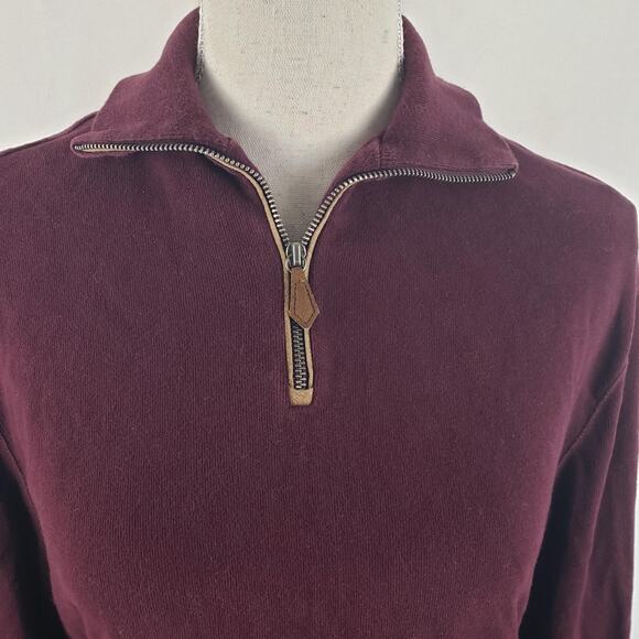 Polo Ralph Lauren Wine 1/4 Zip Collared V-Neck Elbow Patch Long Sleeve Sweater S - Picture 2 of 12